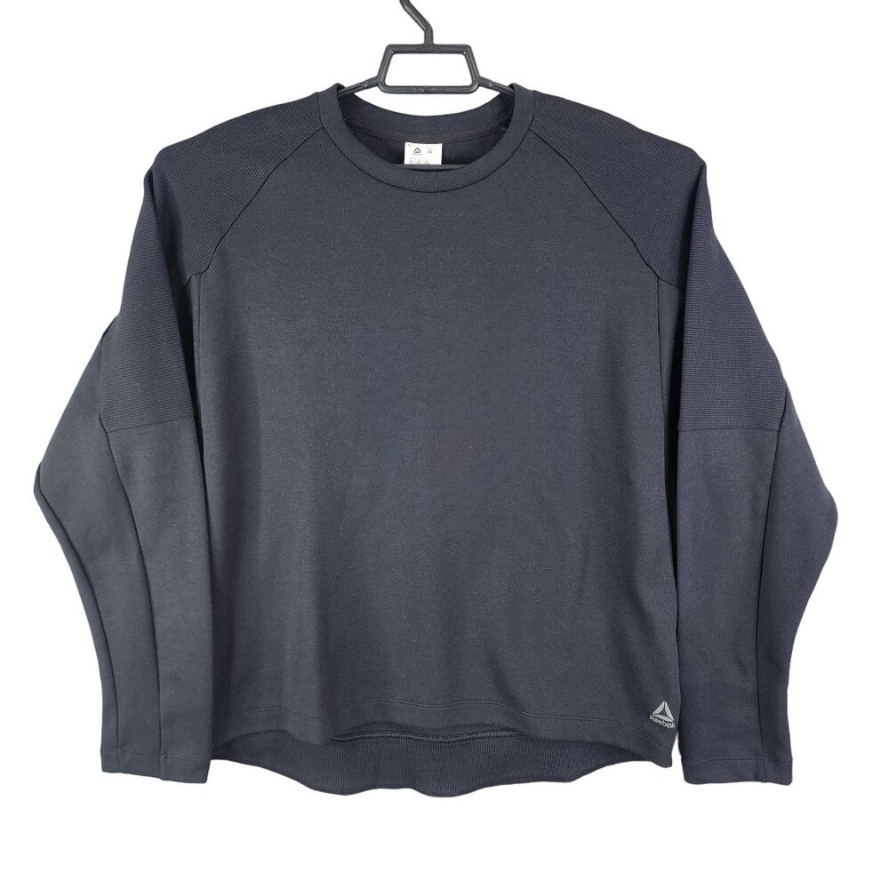 Mens Black Reebok Speedwick Sweatshirt Long Sleeve Crew Neck Size XL